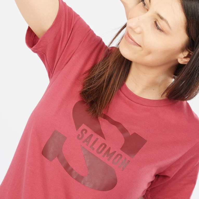 Red Salomon Outlife Big Logo Short Sleeve Women's T-Shirts | IE QM6192